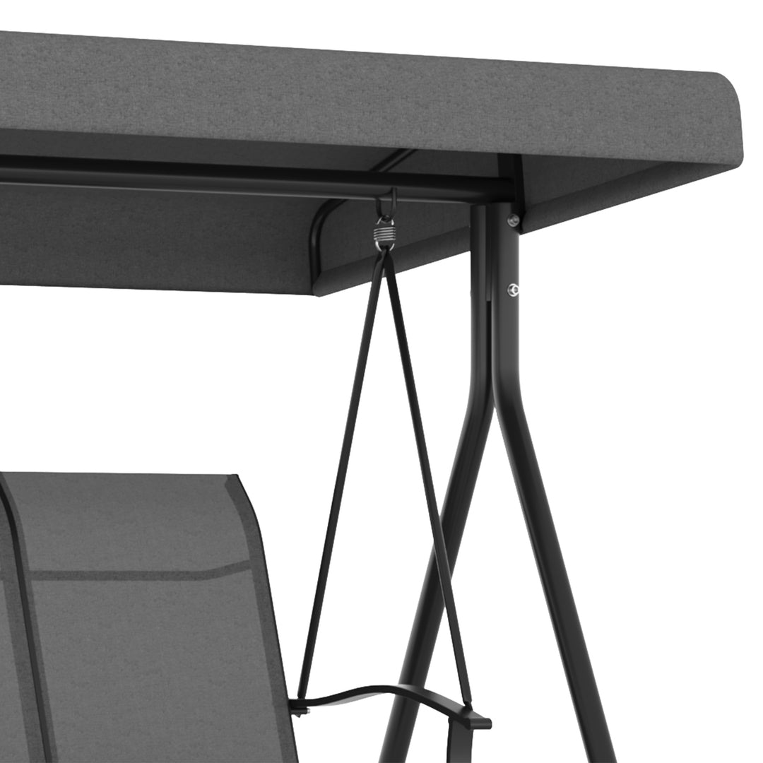 3-personers Hollywood gyngestol, justerbar solsejl, op til 240 kg, mørkegrå, 200 x 133 x 176 cm