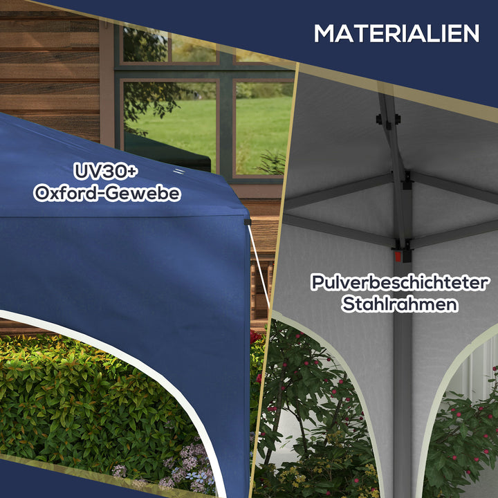 Foldepavillon, højdejusterbar, metalstøtter, robust presenning, inklusive bæretaske, 2,95 x 2,95 x 2,55 m, mørkeblå