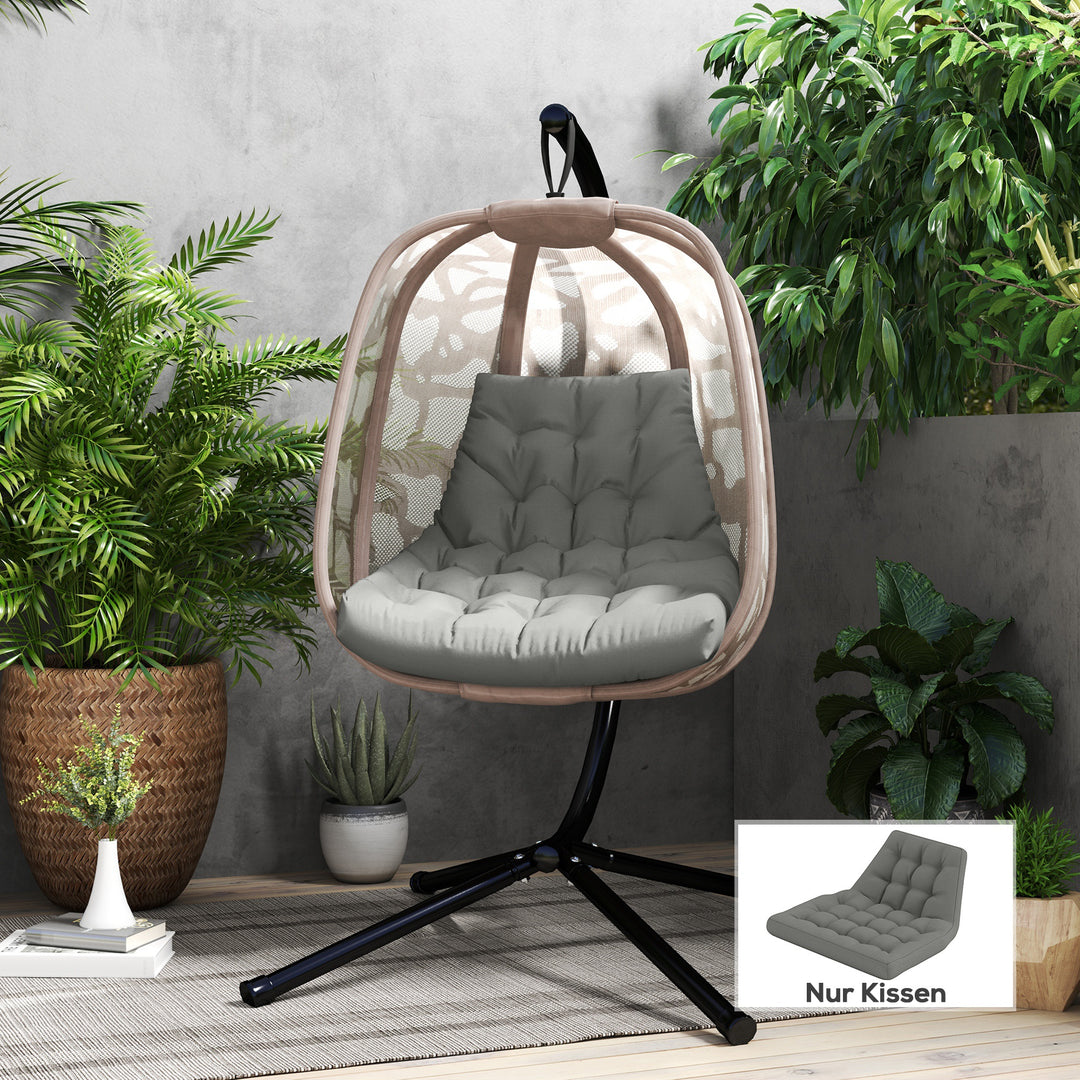 Siddehynde, udendørs siddehynde til hængekurve og gyngestole, udendørs hynde, grå