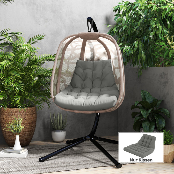 Siddehynde, udendørs siddehynde til hængekurve og gyngestole, udendørs hynde, grå