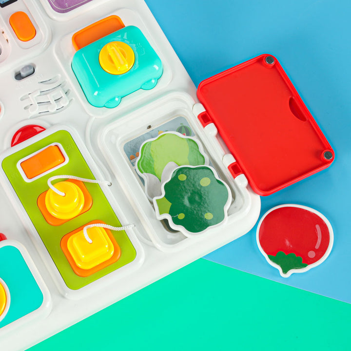 Sensorisk manipulationsbræt Montessori køkkenur lys lyd