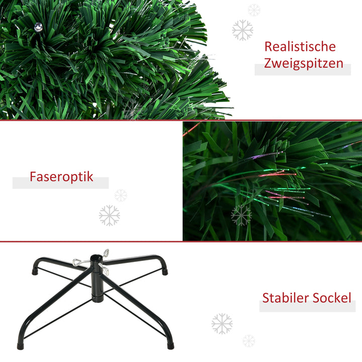 Kunstigt juletræ 150 cm med glasfiber, kunstigt grantræ med LED-belysning, 180 spidser, juletræspynt inklusive metalfod til indendørs brug