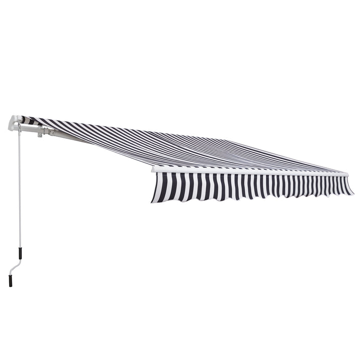 Markise med foldearm, solsejl med håndsving, 3,5 x 2,5 m, grå og hvid, aluminium og polyester