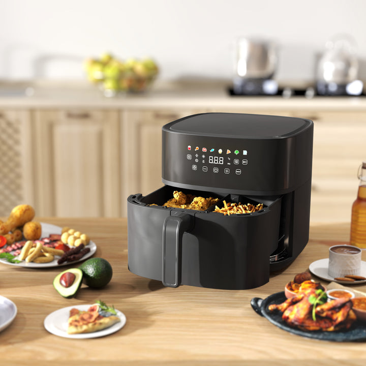 Varmluftfryer, airfryer, 8 programmer, 8 liter, led-skærm, sort