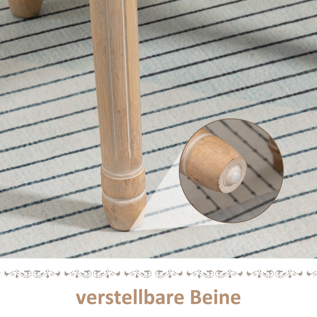 Sæt med 2 køkkenstole, polstrede stole, wienervævet, massivt træ, 49 cm x 56 cm x 96 cm, cremehvid + natur