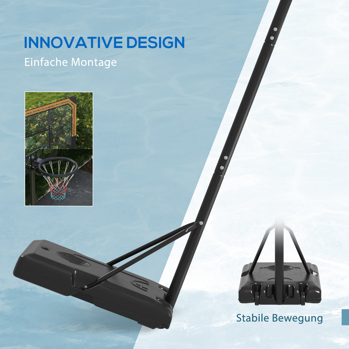 Basketballstativ, højdejusterbar, kurvhøjde 182-213 cm, vejrbestandig, med hjul, metalramme