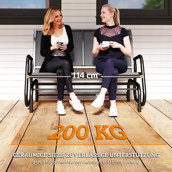 2-personers gyngestol havebænk med vippemekanisme, metal havegyngebænk, parkbænk, lasteevne op til 200 kg, havemøbler til have, terrasse, veranda, 120 x 70 x 85 cm, grå