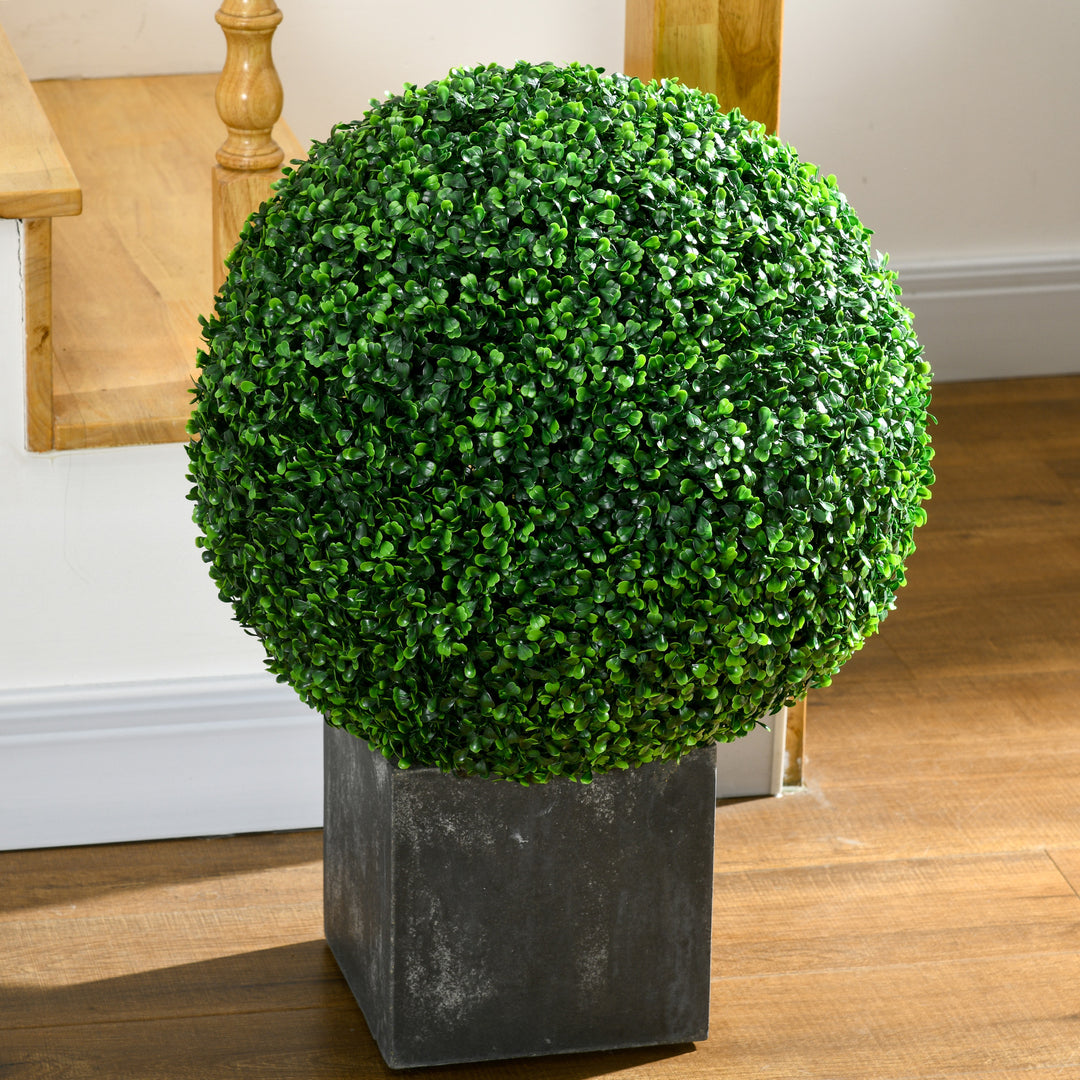 Sæt med 2 buksbomkugler, kunstige planter, stueplanter med UV-beskyttelse, dekorative planter, til indendørs og udendørs brug, grøn