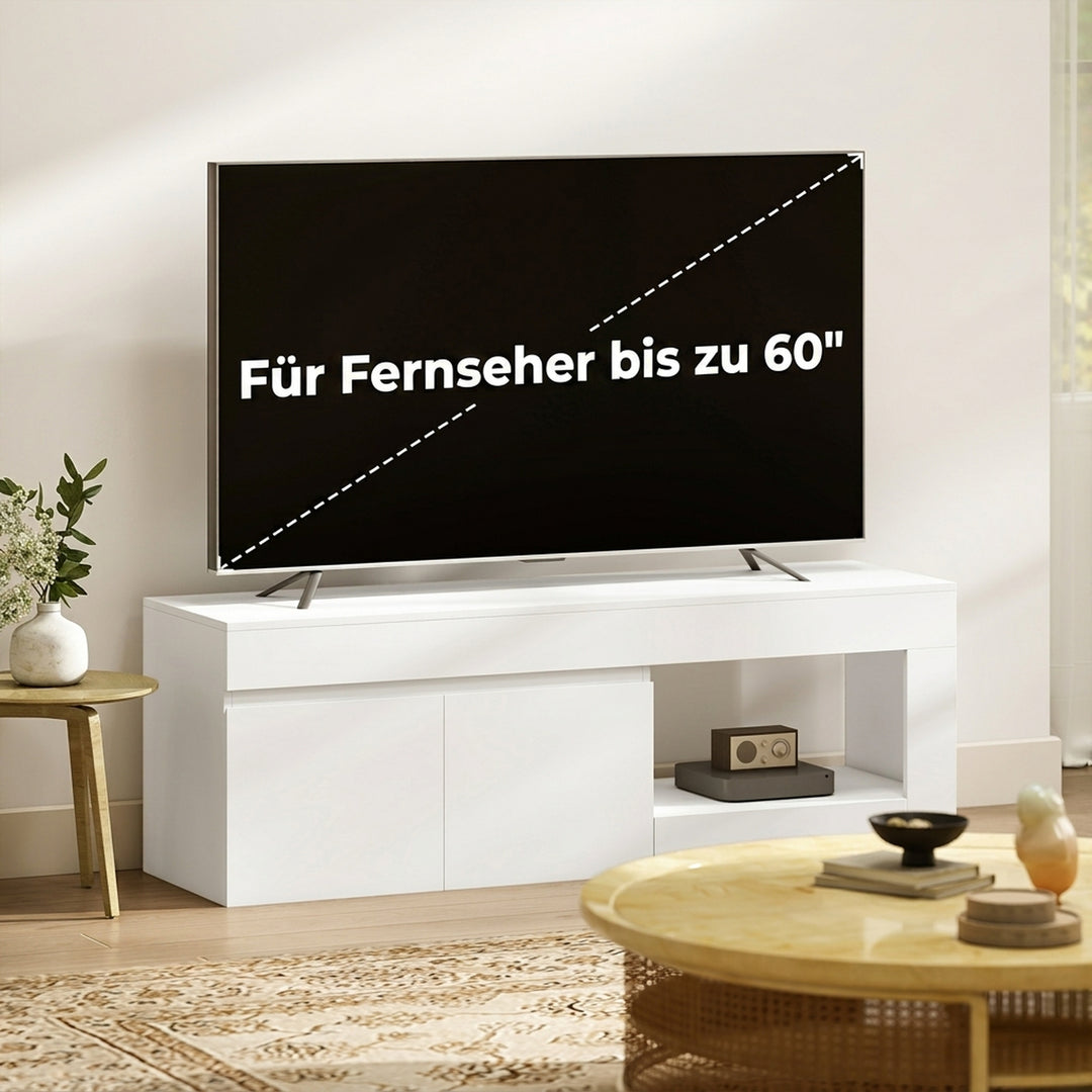 TV-skab med 2 låger, soft-close-funktion, hvid, 140 x 40 x 48 cm