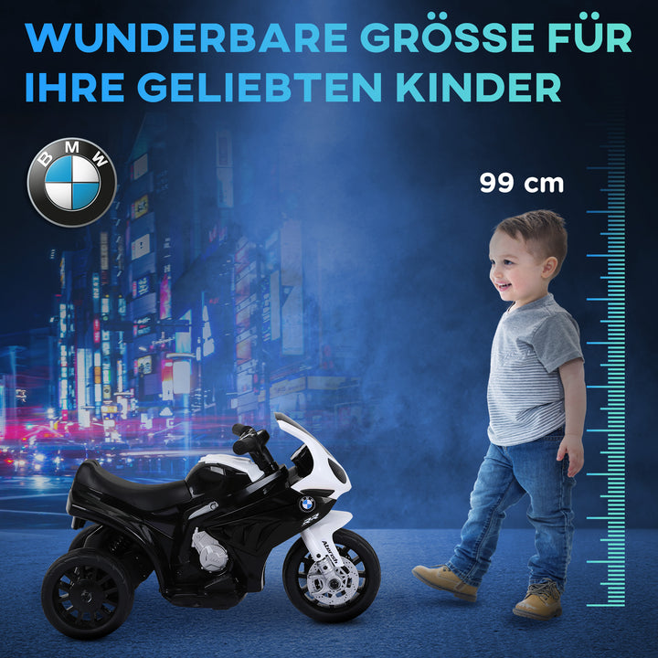 Elektrisk børnemotorcykel bmw s1000rr elmotorcykel med musik, forlygter, børns elmotorcykel til børn fra 18-36 måneder sort
