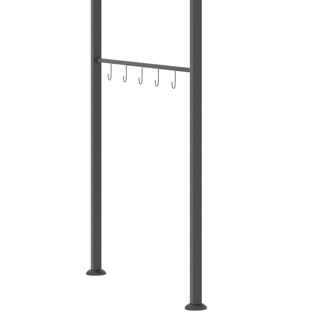 Grillpavillon, grillovertræk, regnslag, kroge til redskaber, stålramme, grå, 215 x 150 x 174/220 cm