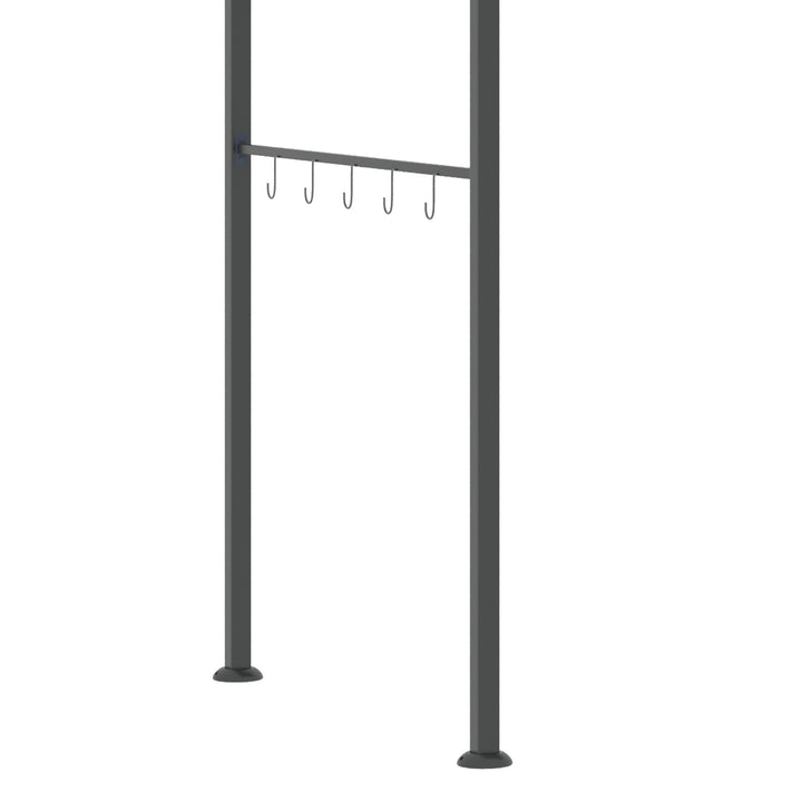 Grillpavillon, grillovertræk, regnslag, kroge til redskaber, stålramme, grå, 215 x 150 x 174/220 cm
