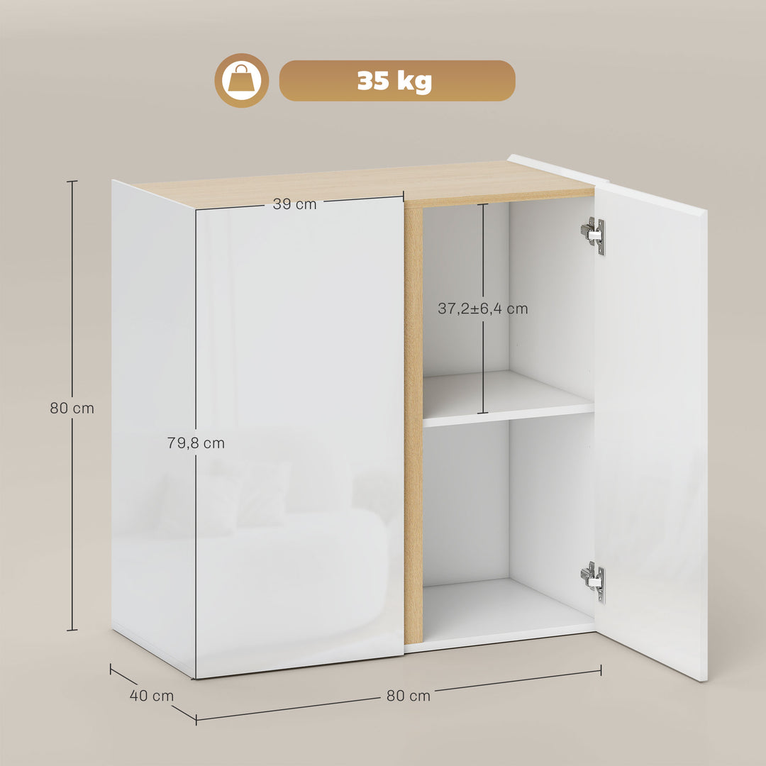 Kommode, skænk med soft-close låger, justerbar hylde, til stue, køkken, spisestue, hvid