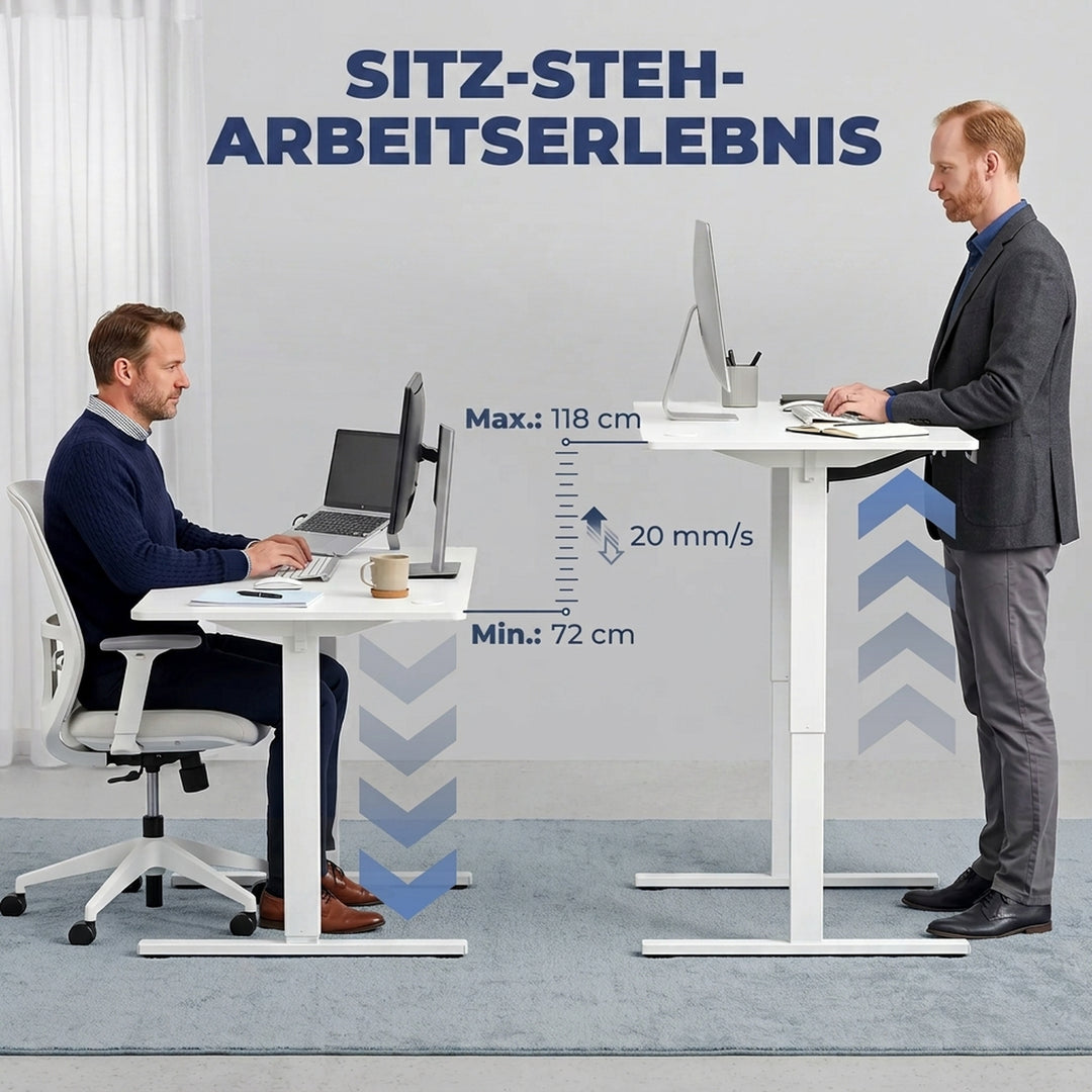 Elektrisk skrivebord med højdejustering, 140 x 60 cm, hvid