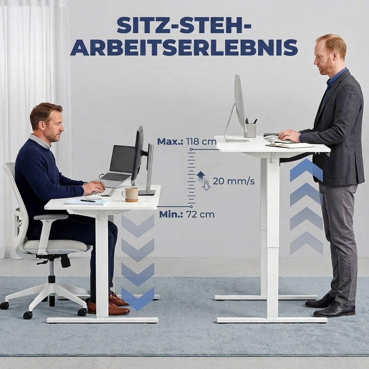 Elektrisk skrivebord med højdejustering, 140 x 60 cm, hvid