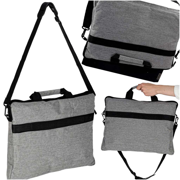Laptoptaske 15,6 tommer etui med rem dokumentmappe dame herre grå