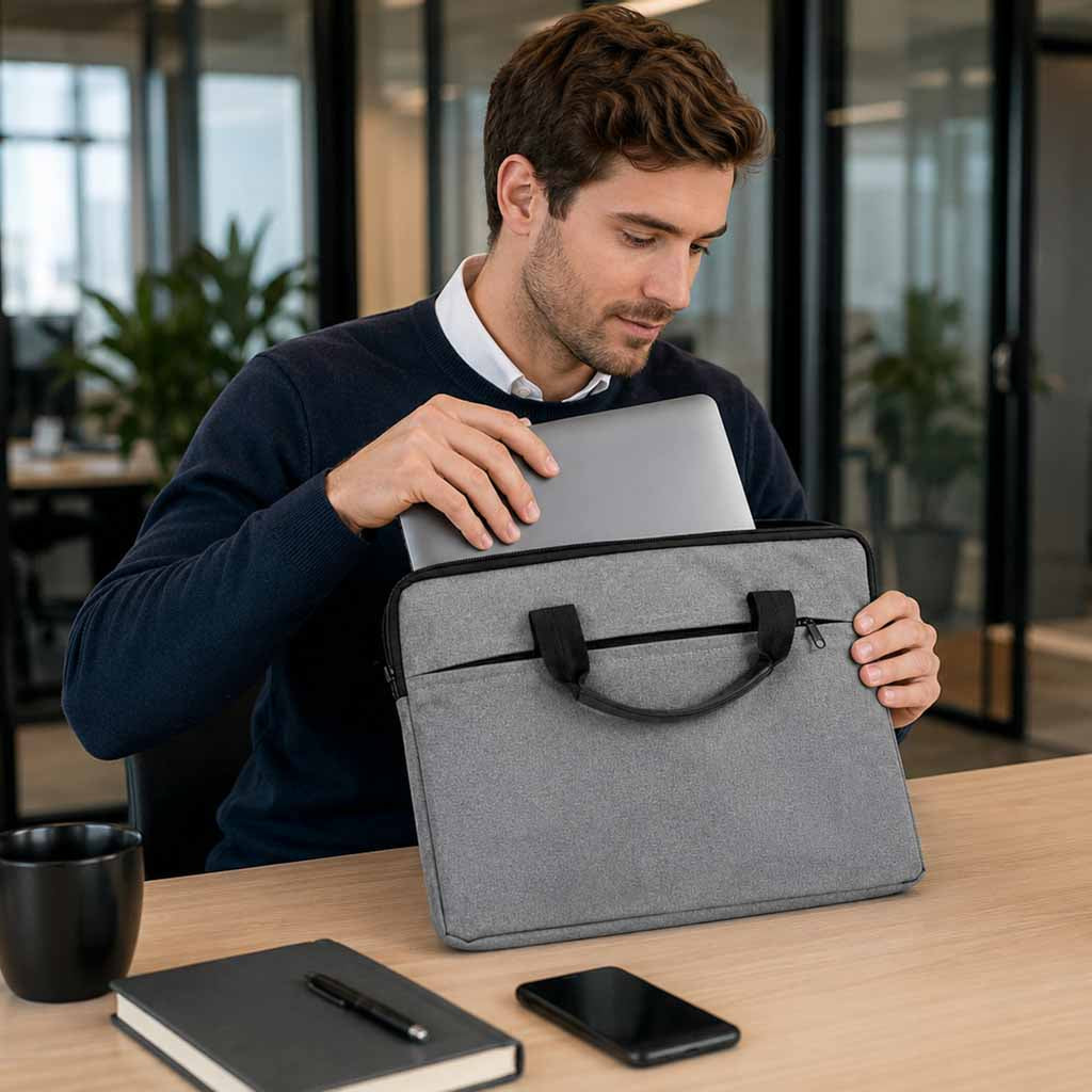 Laptoptaske 15,6 tommer etui cover dokumentmappe dame herre grå