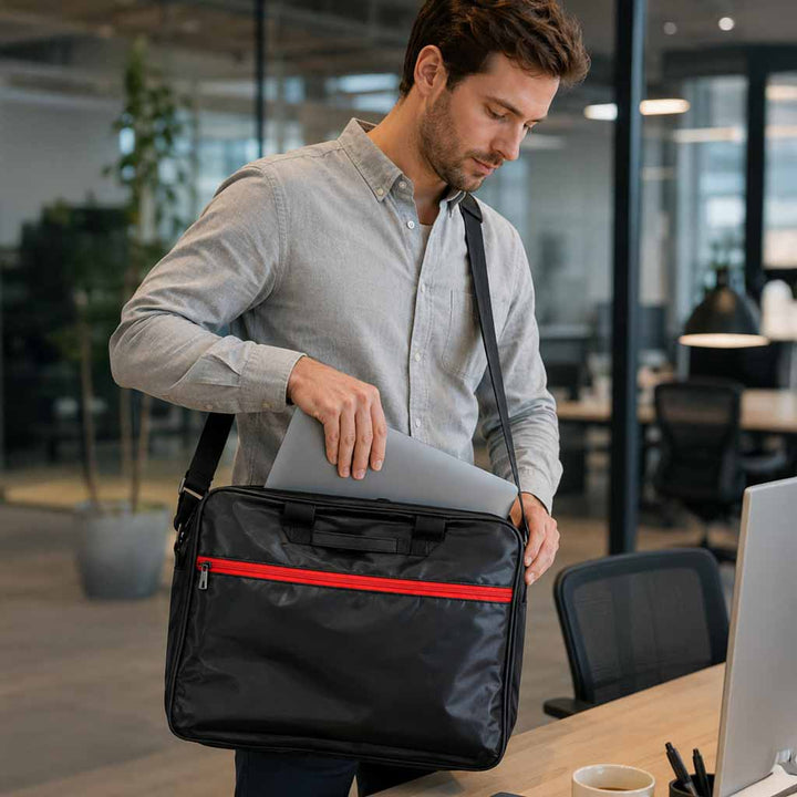 Laptoptaske 15,6 tommer etui etui med rem dokumentmappe dame herre sort