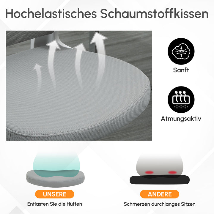 Kontorstol ergonomisk skrivebordsstol med vippefunktion høj ryg lændestøtte nakkestøtte foldbar armlæn hjemmekontor grå 65 x 64 x 114-122 cm