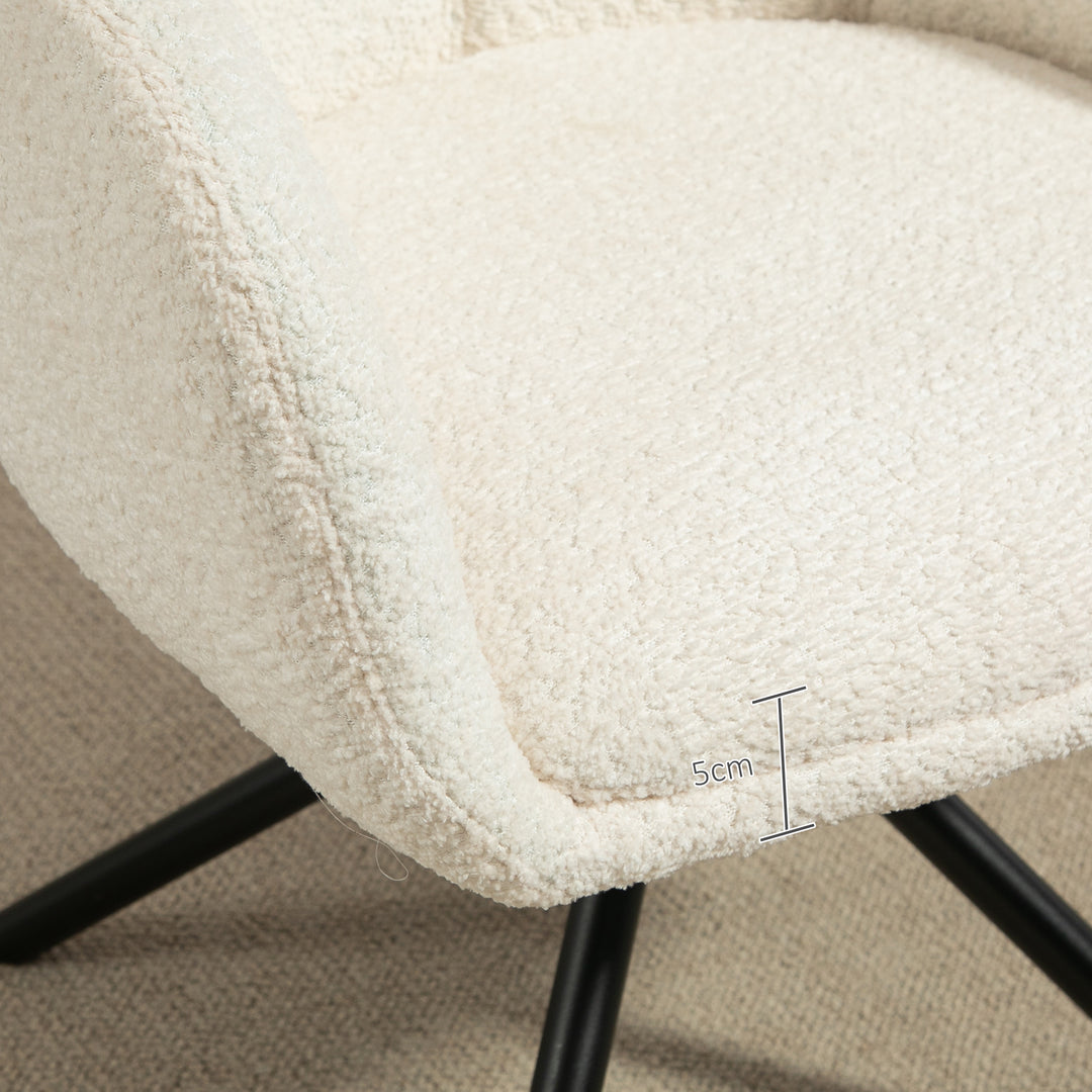 Lænestol, polstret stol med komfortabel sædeskal, drejelig, hyggeligt betræk, op til 120 kg, cremehvid