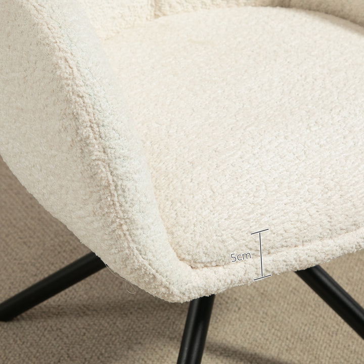 Lænestol, polstret stol med komfortabel sædeskal, drejelig, hyggeligt betræk, op til 120 kg, cremehvid