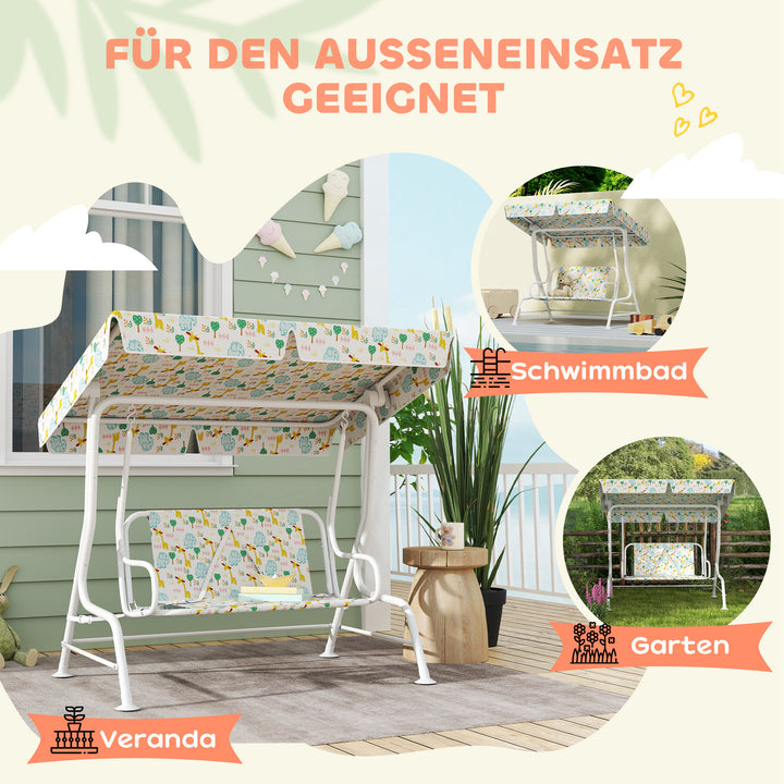 Børnegynge til verandaen, stålramme, 2-personers, 60 kg lasteevne, hvid