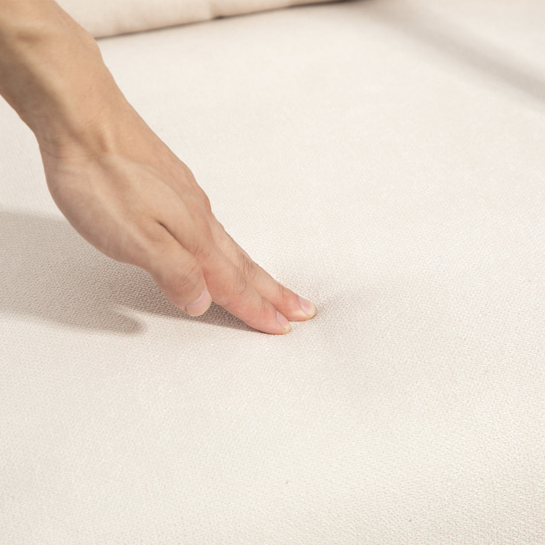 Gyngestol med skammel, blød polstring, linnedlook, træstel, cremehvid