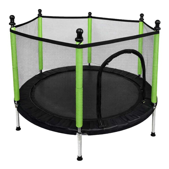 Trampolin til hjemmet og haven til børn, boldnet 140 cm, 55 tommer, grøn
