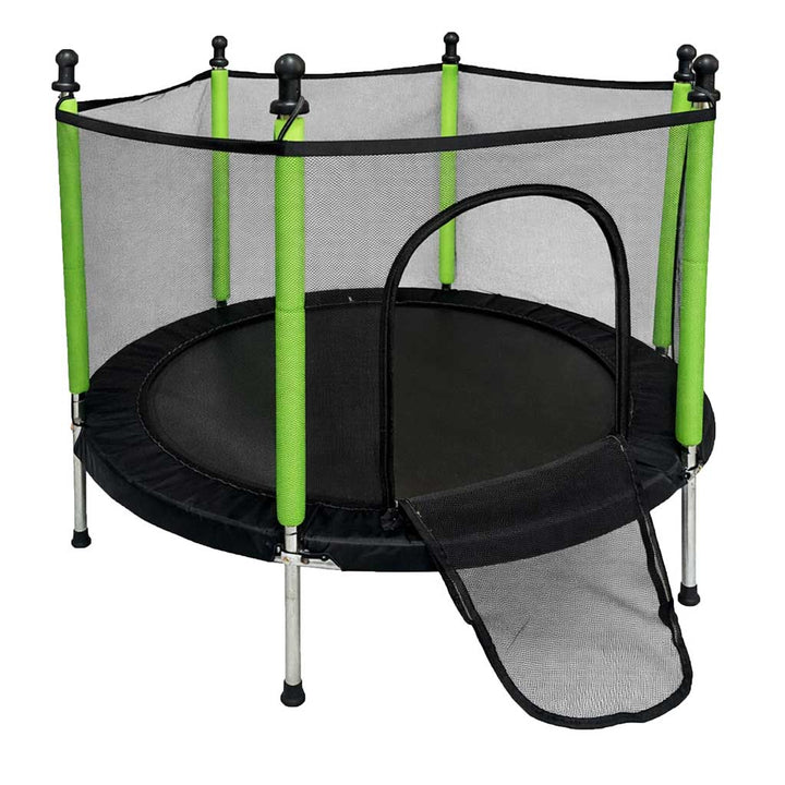 Trampolin til hjemmet og haven til børn, boldnet 140 cm, 55 tommer, grøn