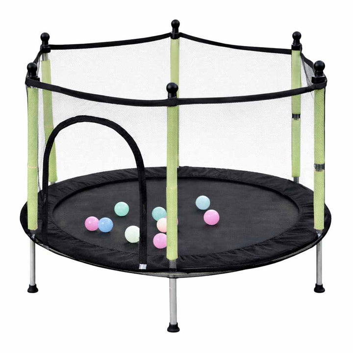Trampolin til hjemmet og haven til børn, boldnet 140 cm, 55 tommer, grøn