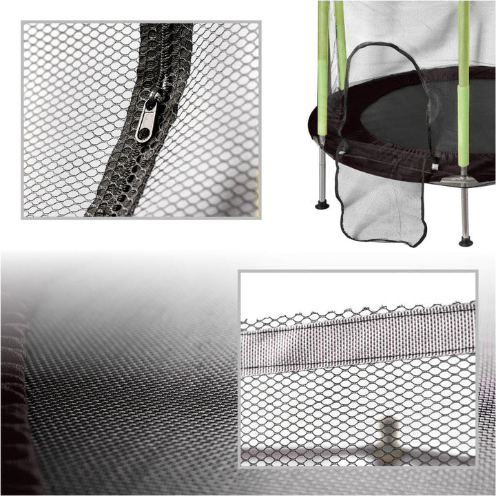 Trampolin til hjemmet og haven til børn, boldnet 140 cm, 55 tommer, grøn