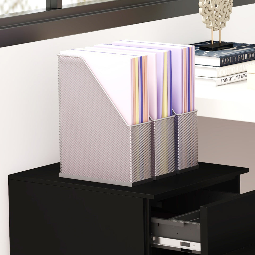 Mobilt arkivskab, 3 skuffer, aflåseligt, rulleligt, 37 cm x 43,5 cm x 60 cm, sort