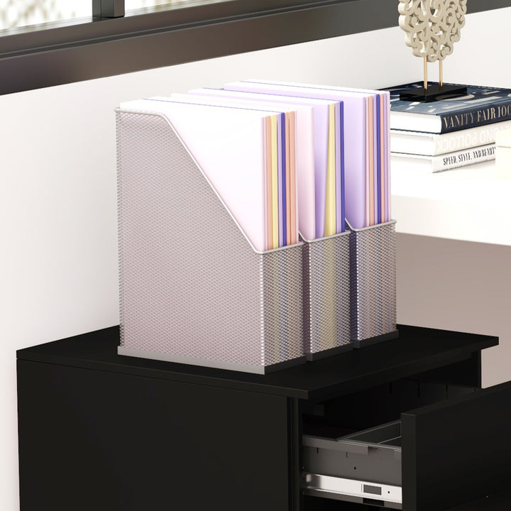 Mobilt arkivskab, 3 skuffer, aflåseligt, rulleligt, 37 cm x 43,5 cm x 60 cm, sort