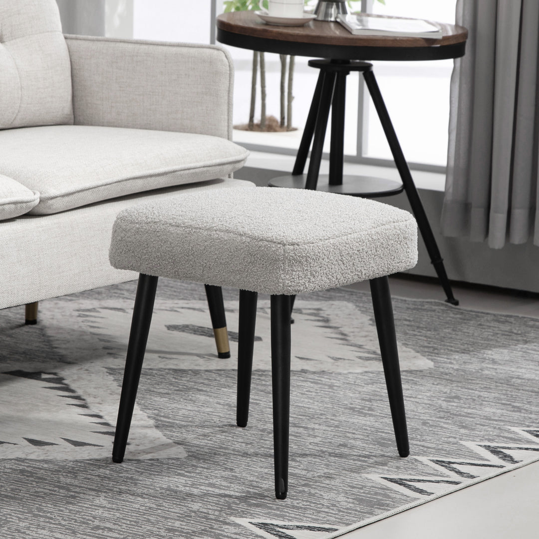 Skammel, fodstøtte, polstret sæde, kashmirlook, stålben, 42 x 42 x 47 cm, lysegrå