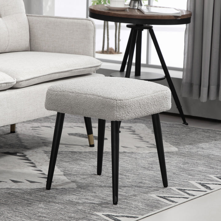 Skammel, fodstøtte, polstret sæde, kashmirlook, stålben, 42 x 42 x 47 cm, lysegrå