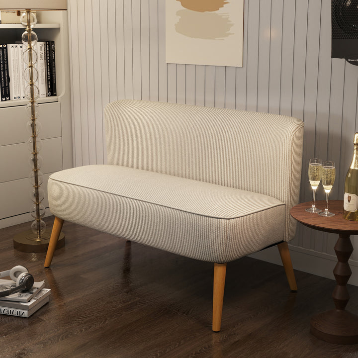 2-Personers sofa, blød polstring, letplejeligt betræk, bæreevne op til 150 kg, 117 x 56,5 x 77 cm, cremehvid