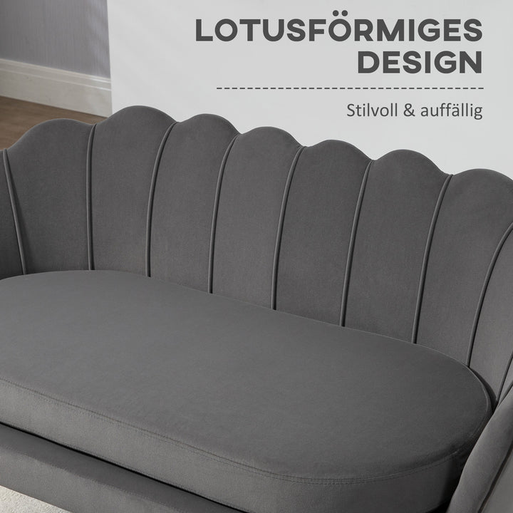 2-Personers loungesofa med bløde og generøse hynder, polstret sofa, siddemøbler, polstrede møbler, designersofa, elegant, fløjl, polyester, grå, 133 x 63 x 75 cm
