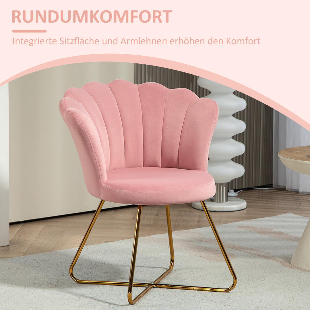 Polstret accentstol med lotus design ryglæn, metalben, pink