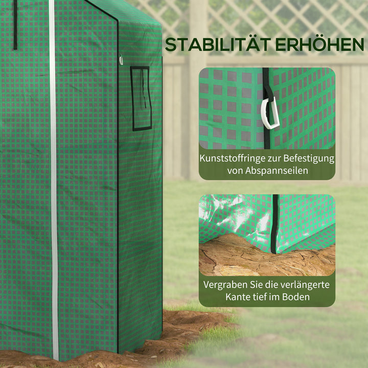 Reservefilm til drivhus, reserveafdækning med uv-beskyttelse, rulleport, sidevindue, 140 x 73 x 190 cm, grøn