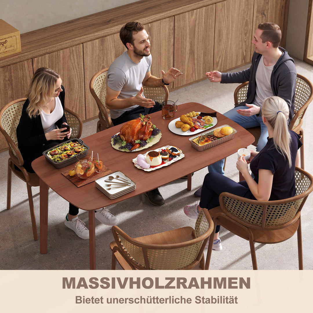 Spisebord, landlig stil, lakeret overflade, træ, 150 x 80 cm, brun