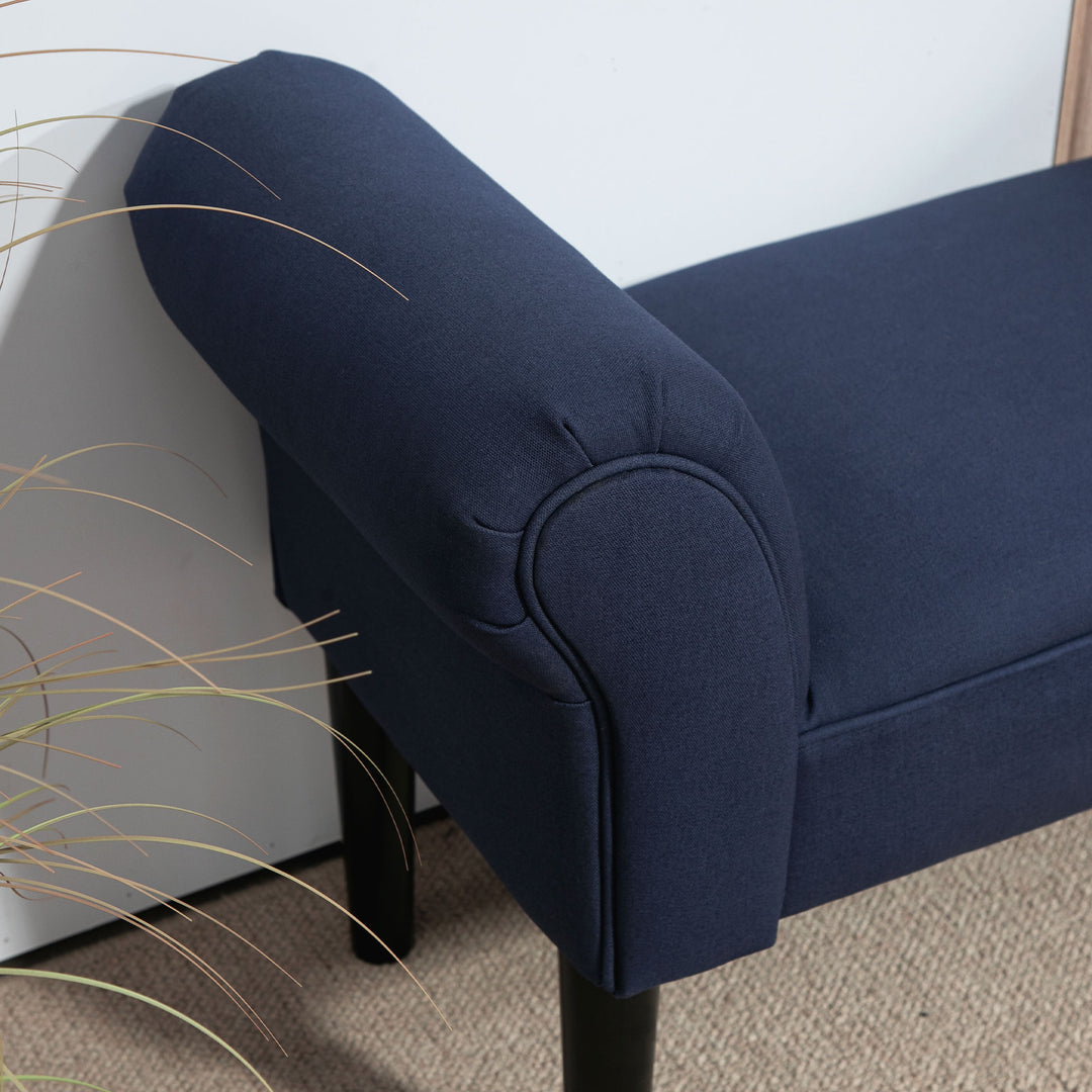 Polstret bænk til soveværelse og entré, bæreevne op til 130 kg, 102 x 36 x 51 cm, blå