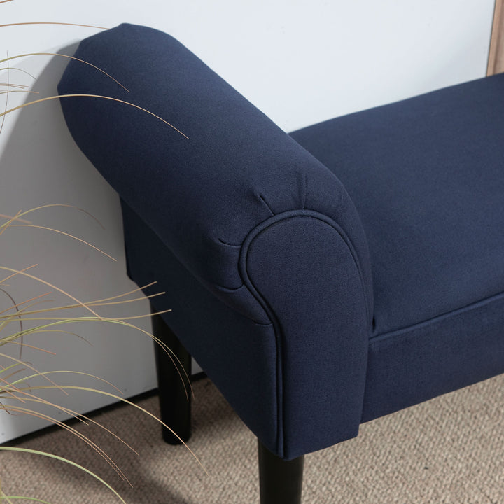 Polstret bænk til soveværelse og entré, bæreevne op til 130 kg, 102 x 36 x 51 cm, blå