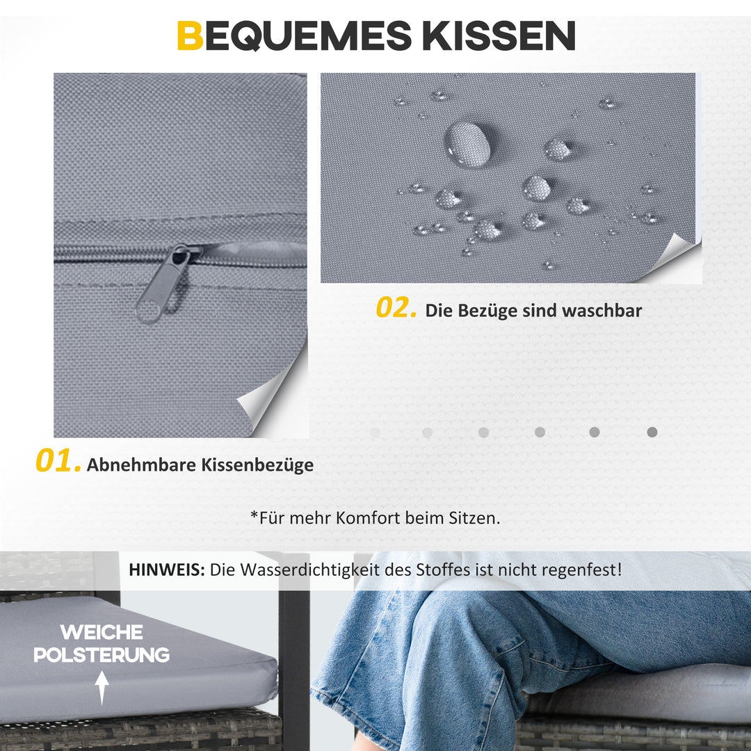 Rattan havemøbelsæt til 2 personer polyrattan havemøbelsæt balkonmøbelsæt med hynder havegrå