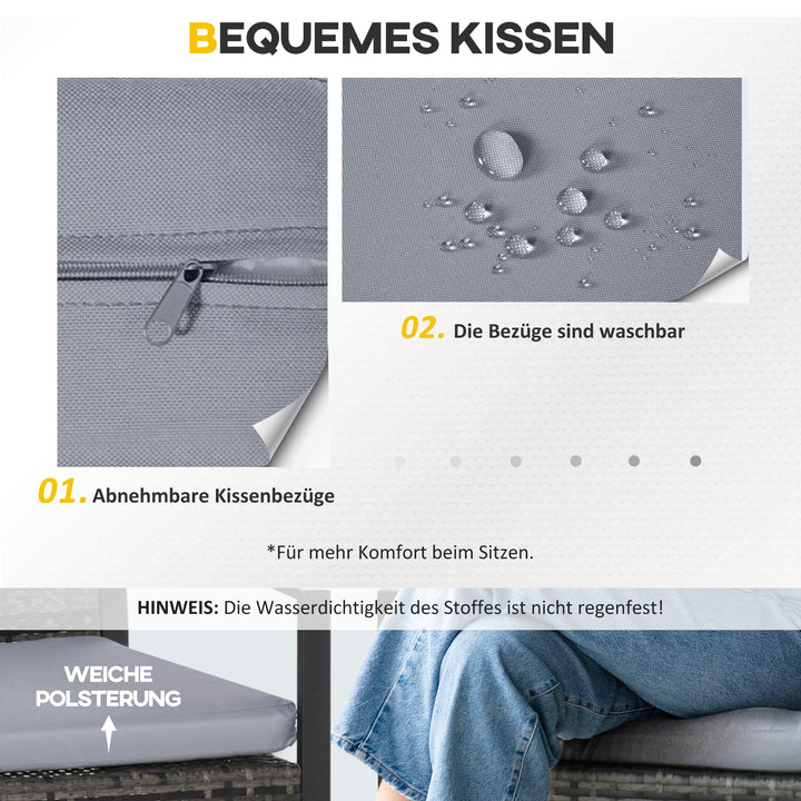 Rattan havemøbelsæt til 2 personer polyrattan havemøbelsæt balkonmøbelsæt med hynder havegrå