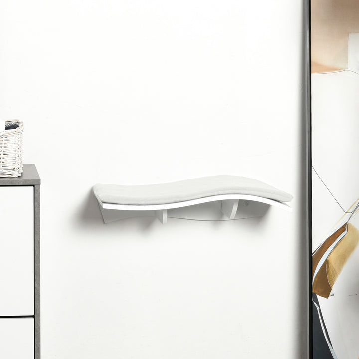 Katteklatrevæg kattehængekøje katteseng væg kattehylde vægmonteret kattemøbel plys mdf hvid 53 x 28 x 12 cm