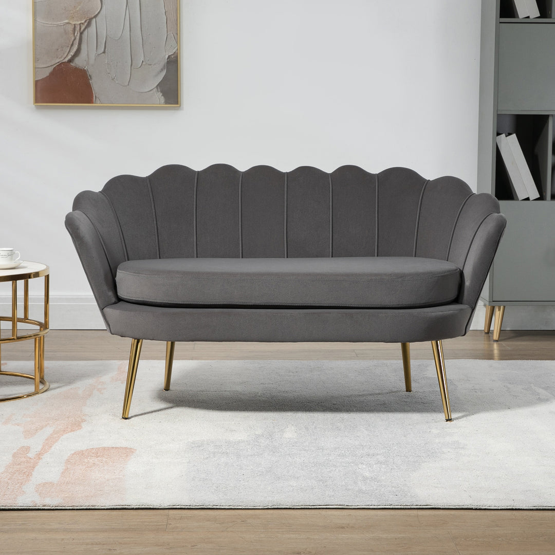 2-Personers loungesofa med bløde og generøse hynder, polstret sofa, siddemøbler, polstrede møbler, designersofa, elegant, fløjl, polyester, grå, 133 x 63 x 75 cm
