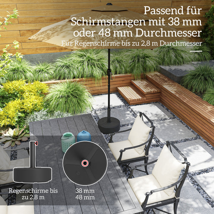 HDPE parasolfod, fyldbar, 18 kg/20 kg med sand og vand, rund, sort