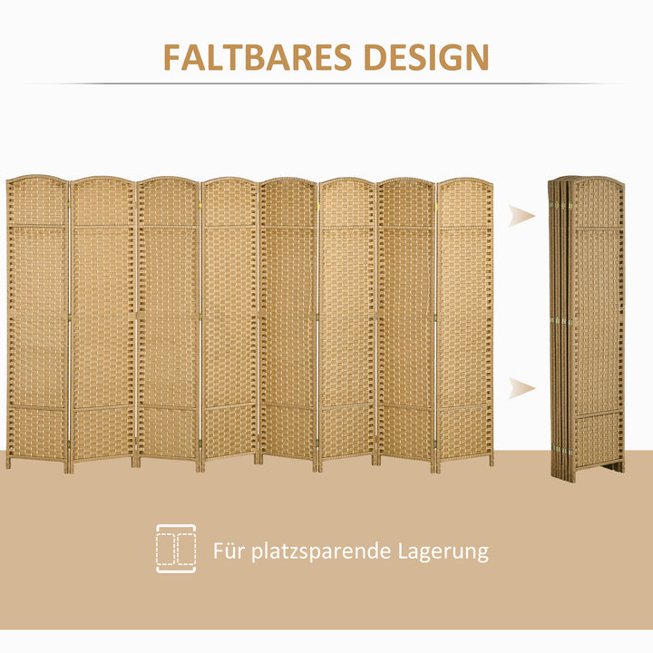 8-Panels rumdeler, foldbar privatlivsskærm, privatlivsskærm til stue, soveværelse, hjemmekontor, naturlig