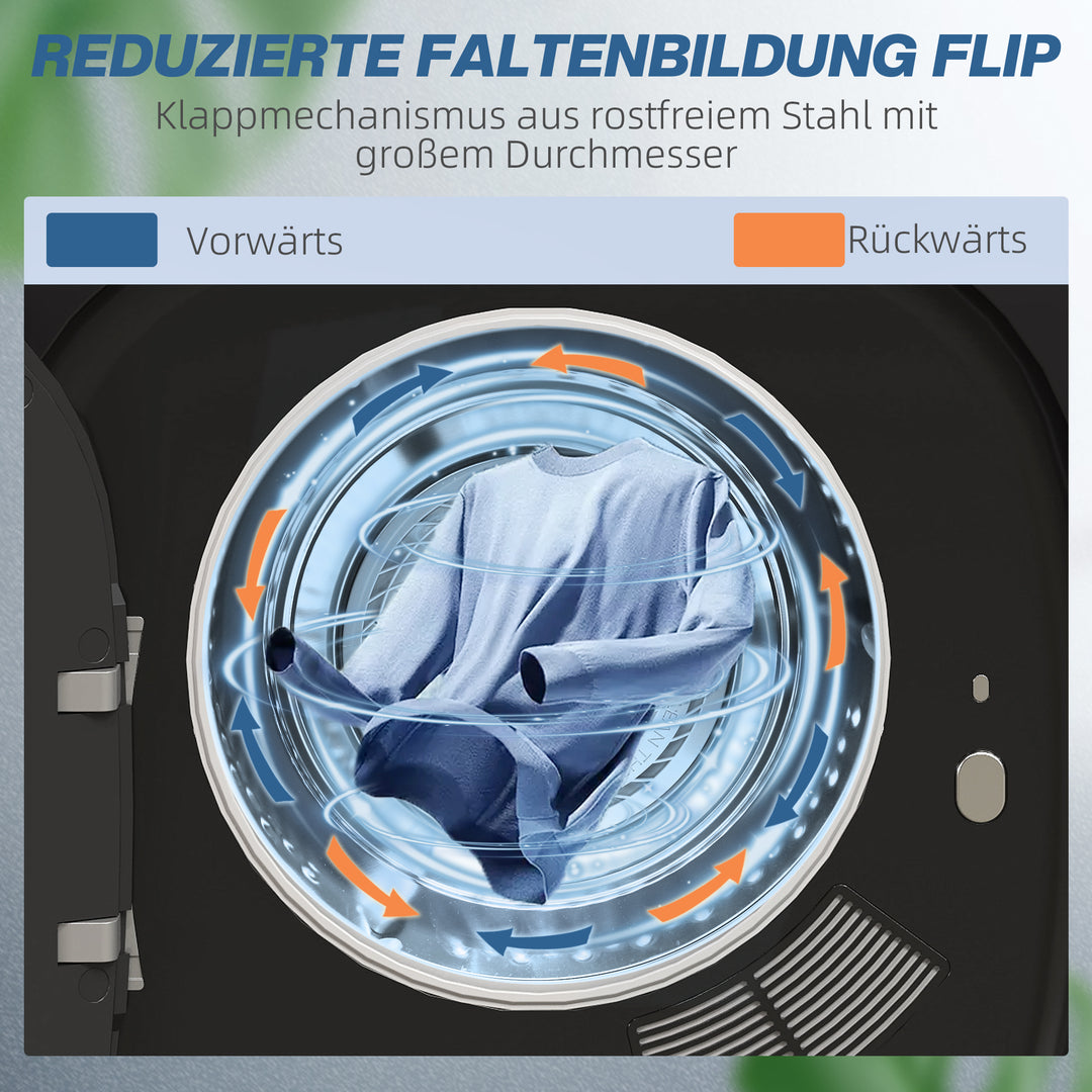 Tørretumbler med uv-desinfektion, kompakt design, 4 kg kapacitet, rustfrit stål, sort