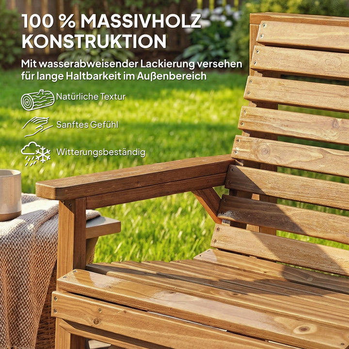 Havestole, sæt med 3, balkonmøbelsæt med parasolhul, havestol, bænk, aftageligt bord 121x65x90 cm naturtræ